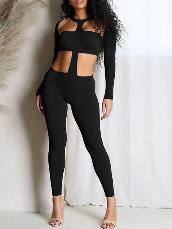Solid Cutout Skinny Jumpsuit