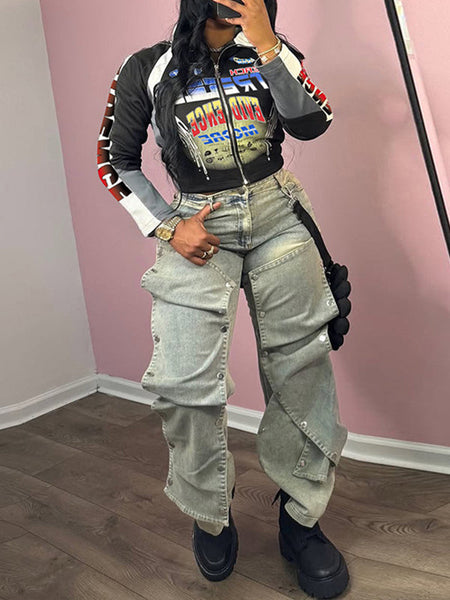 Printed Zip-Front Jacket