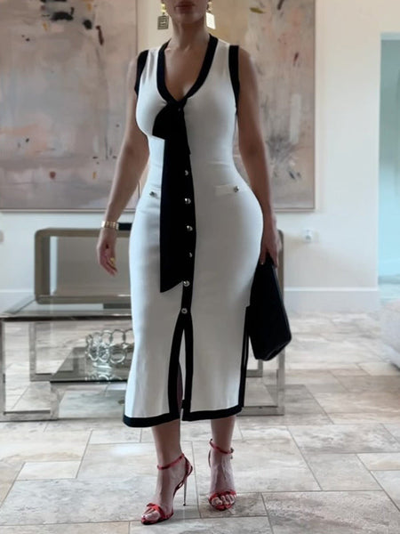 Two-Tone Sleeveless Dress
