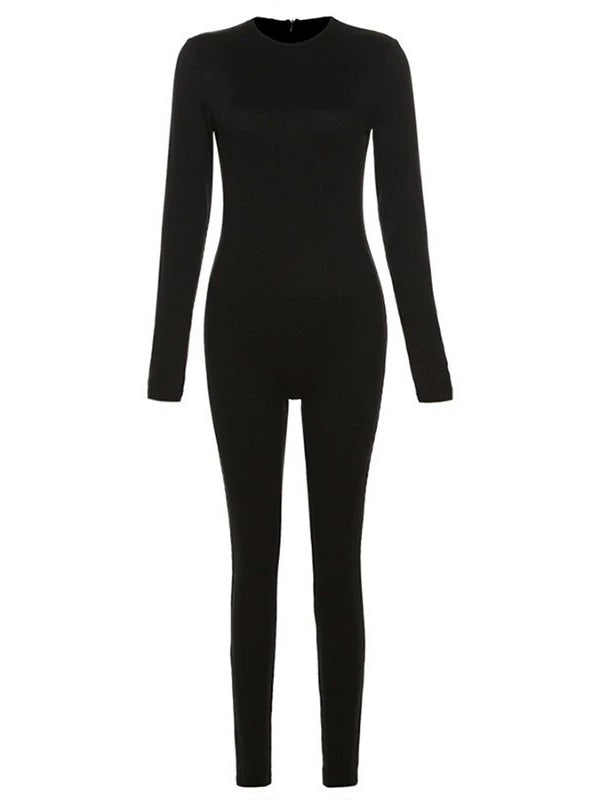 Solid Ribbed Skinny Jumpsuit