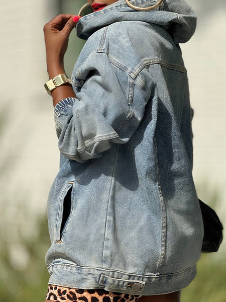 Denim Pullover Hoodie