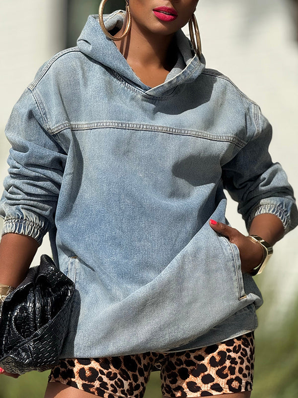 Denim Pullover Hoodie