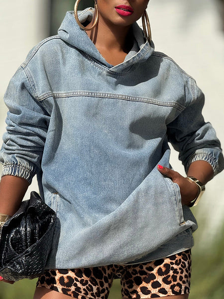 Denim Pullover Hoodie