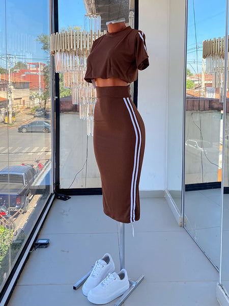 Side-Stripe Skirt Set