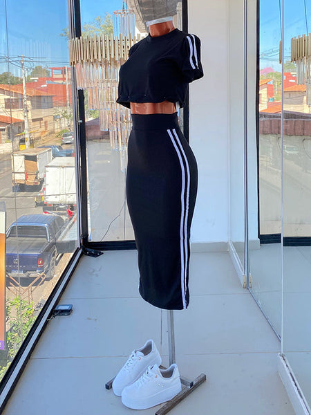 Side-Stripe Skirt Set