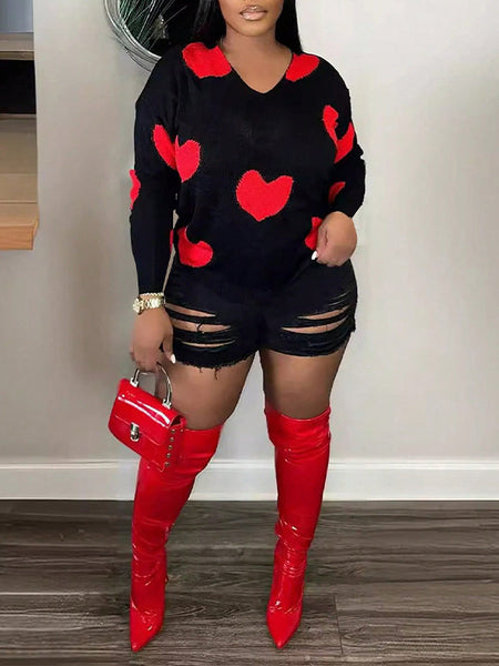 Heart V-Neck Sweater