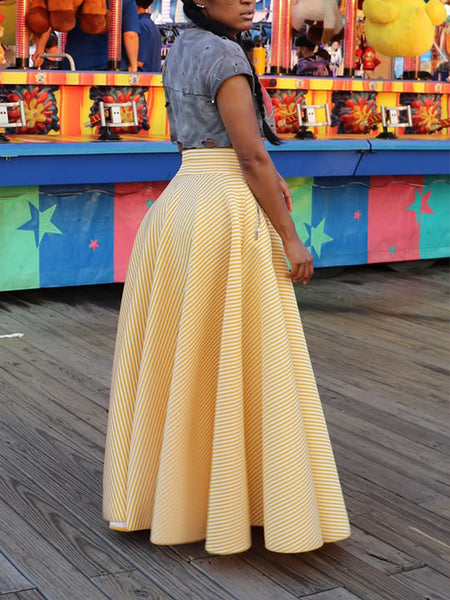 Stripe Slit Maxi Skirt