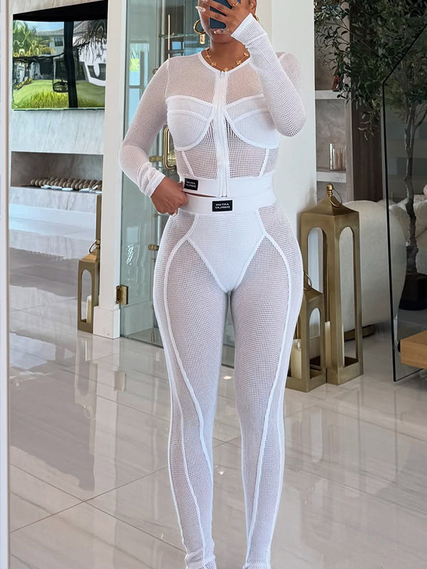 Mesh Zip Top & Pants Set