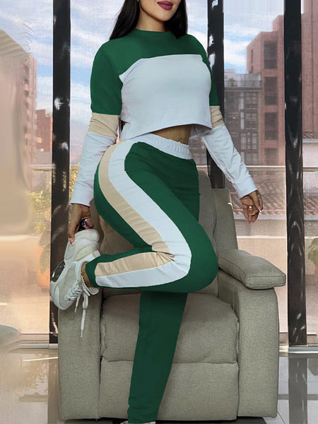 Colorblock Top & Pants Set