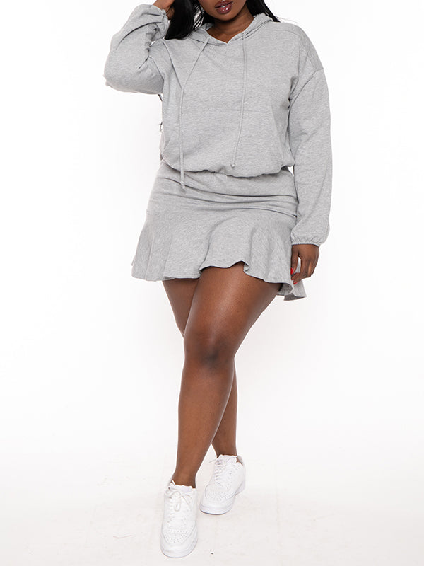 Solid Hoodie Sweatshirt Dress