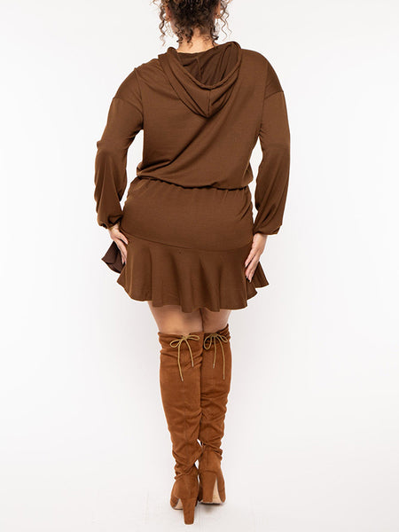 Solid Hoodie Sweatshirt Dress