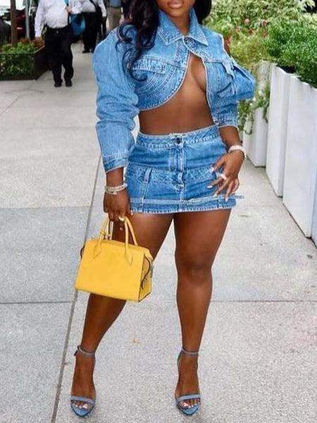 Denim Jacket & Skirt Set
