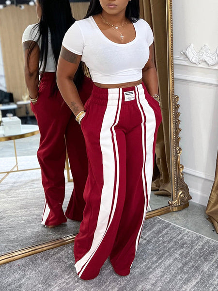Stripe Wide-Leg Sweatpants