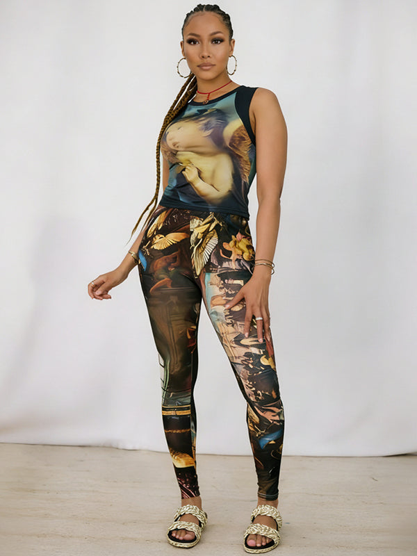 Printed Tank Top & Pants Set