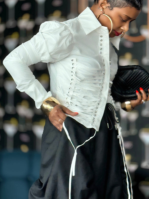 Solid Lace-Up Shirt
