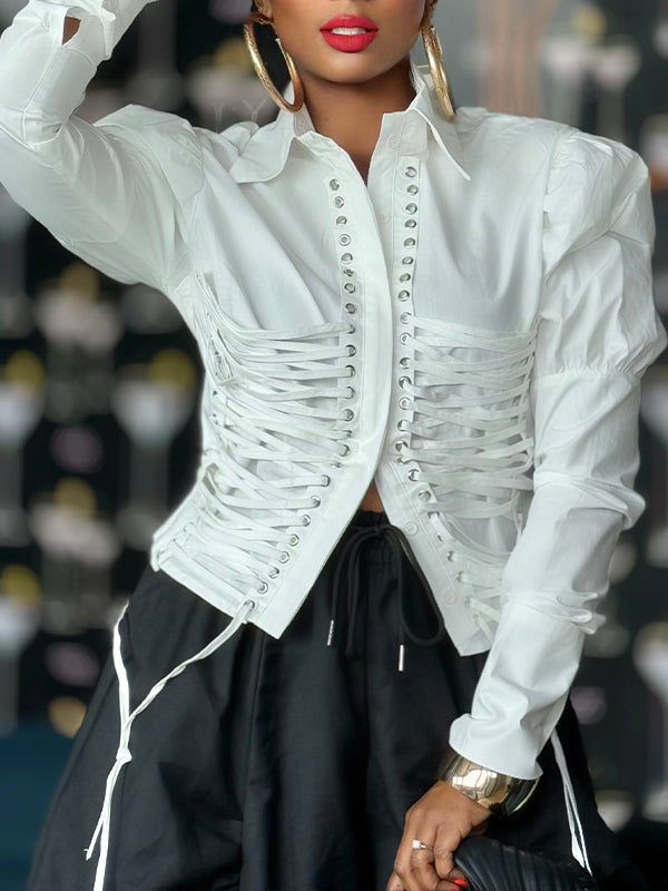 Solid Lace-Up Shirt