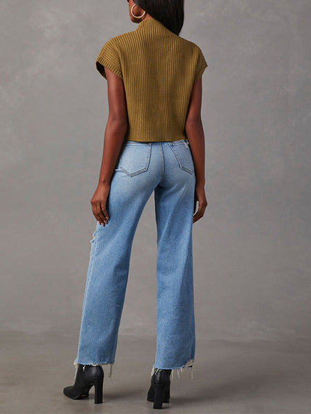 Ribbed Mock-Neck Sweater