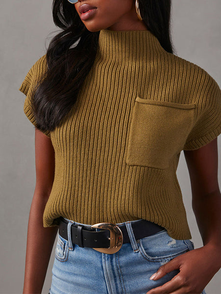 Ribbed Mock-Neck Sweater