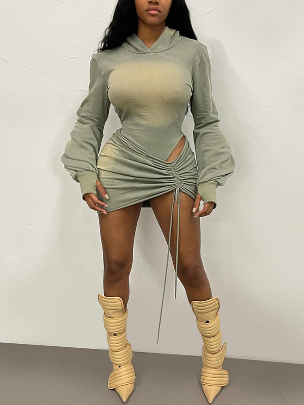 Hooded Bodysuit & Drawstring Skirt Set