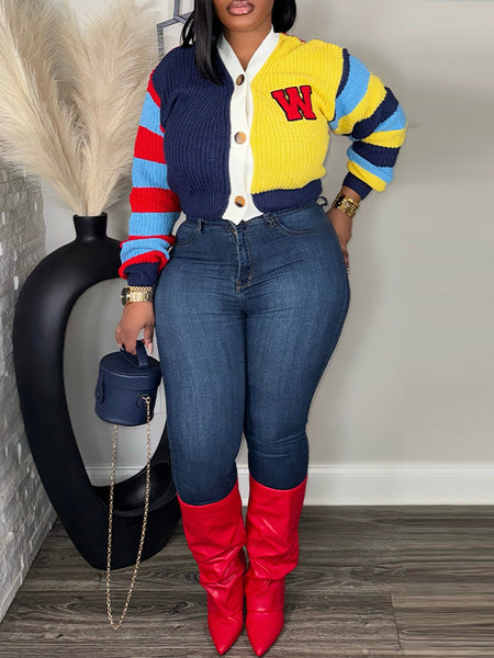 Colorblock Button-Front Cardigan