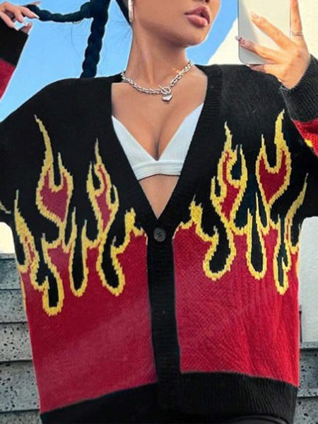Fire Button-Front Cardigan