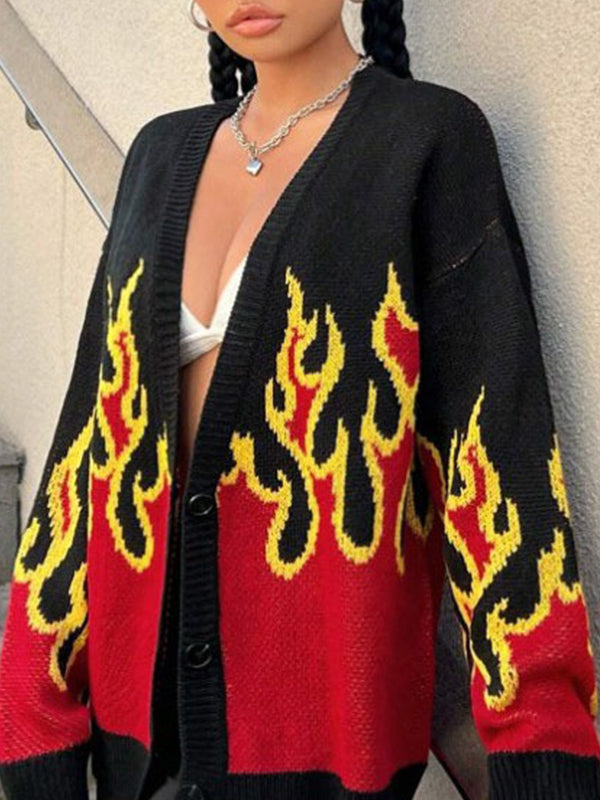 Fire Button-Front Cardigan