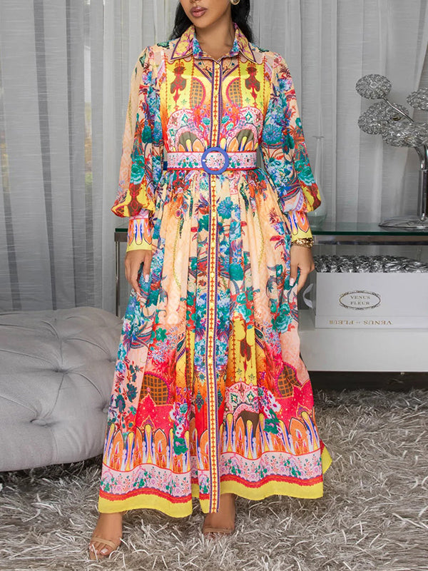 Printed Belted Shirt Dress