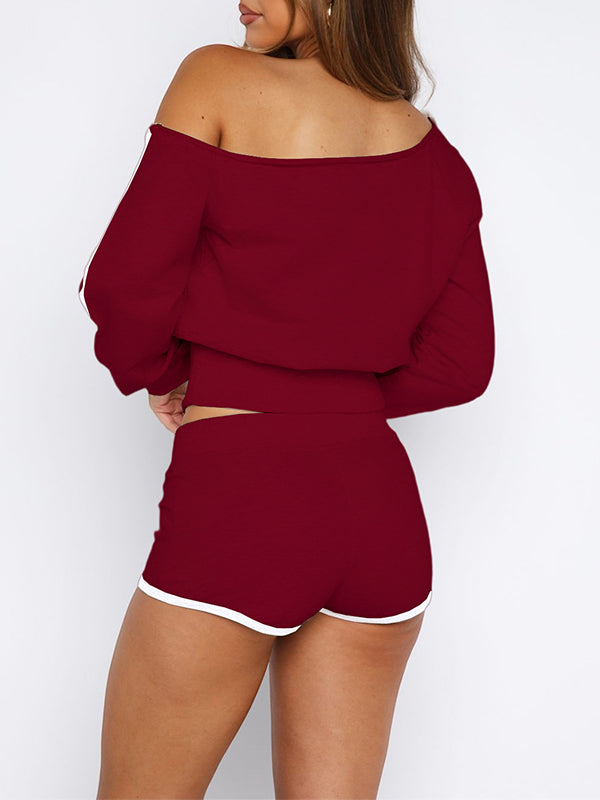 Boat-Neck Sweatshirt & Shorts Set