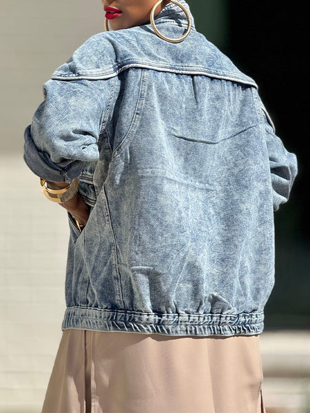 Button-Front Denim Jacket