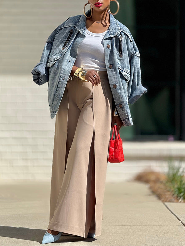 Button-Front Denim Jacket