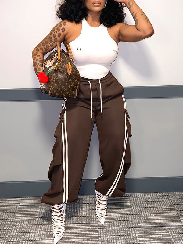 Stripe Cargo Sweatpants