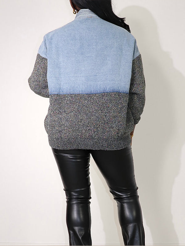 Denim Combo Cardigan
