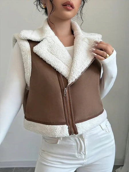 Zip-Front Shearling Vest
