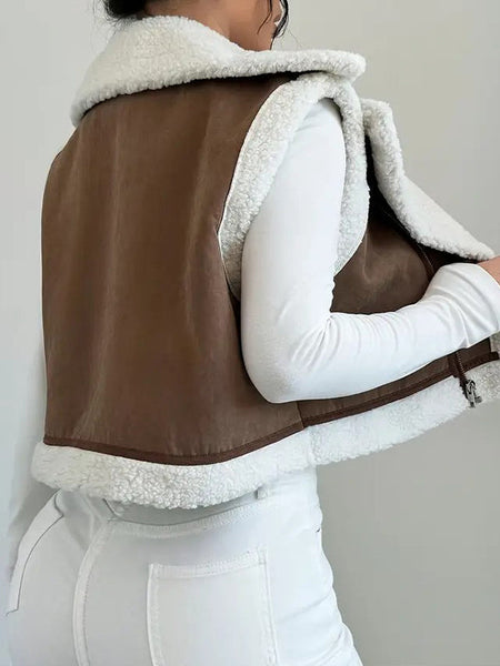 Zip-Front Shearling Vest