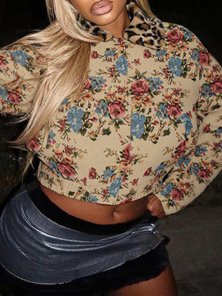 Faux-Fur Collar Printed Jacket