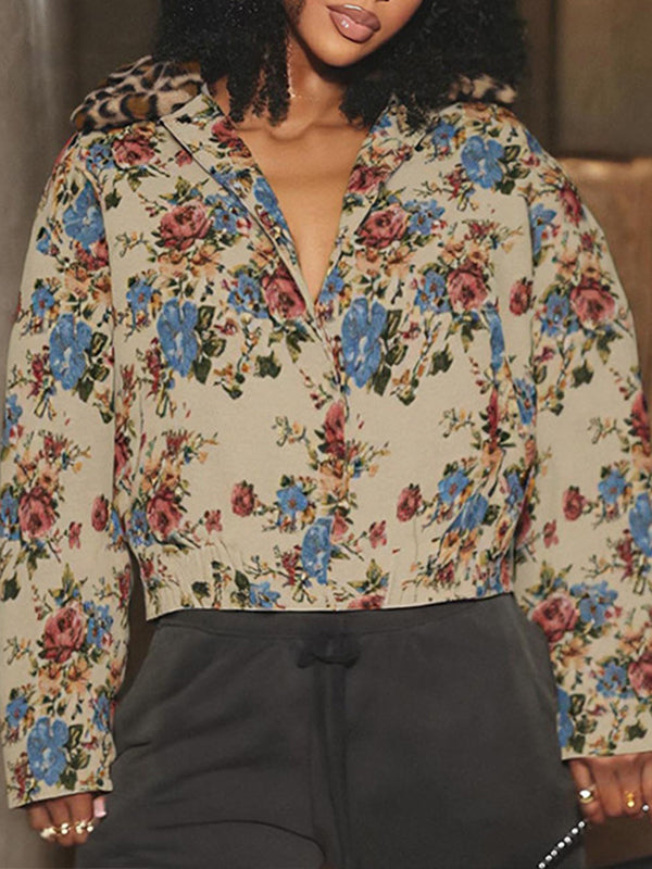 Faux-Fur Collar Printed Jacket