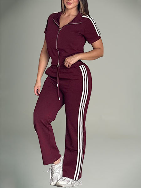 Side-Stripe Zip Top & Pants Set