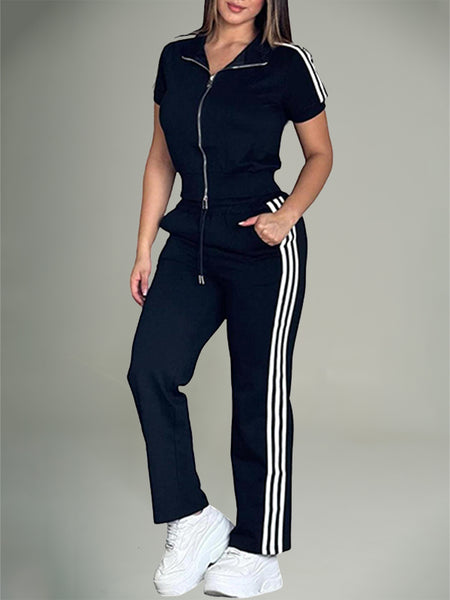 Side-Stripe Zip Top & Pants Set