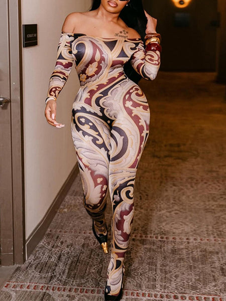 Printed Off-Shoulder Jumpsuit