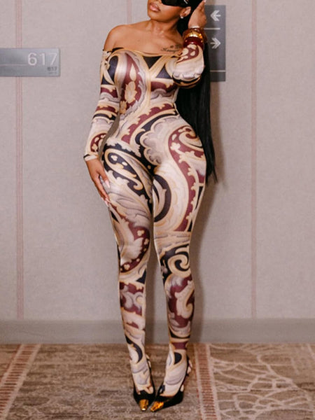 Printed Off-Shoulder Jumpsuit