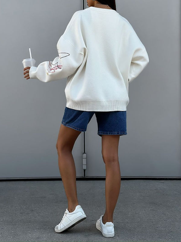 Printed Round-Neck Sweater
