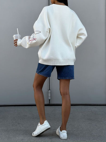 Printed Round-Neck Sweater