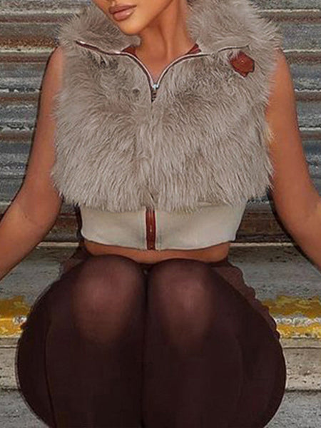 Faux-Fur Zip-Front Vest