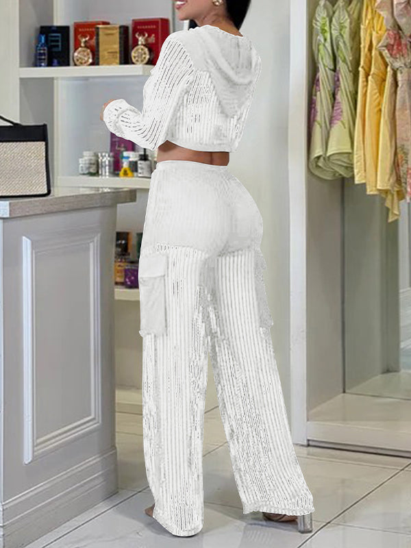 Button-Front Hoodie & Pants Set