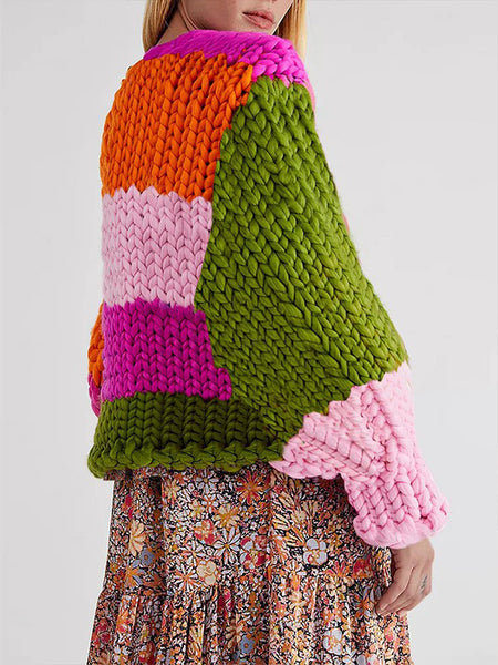 Colorblock Open-Front Cardigan