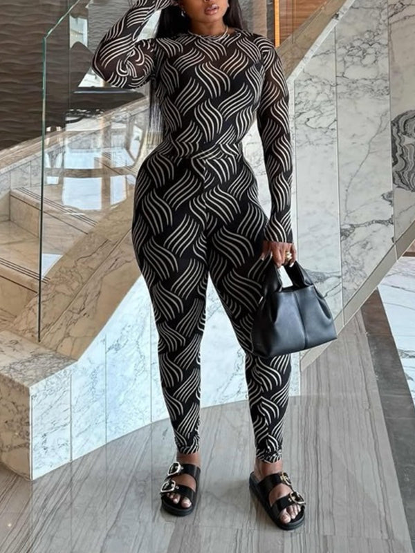 Printed Sheer Pants Set