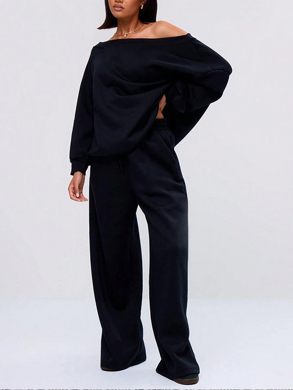 Boat-Neck Sweatshirt & Pants Set