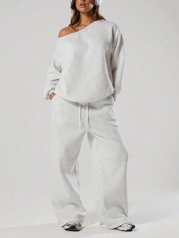 Boat-Neck Sweatshirt & Pants Set