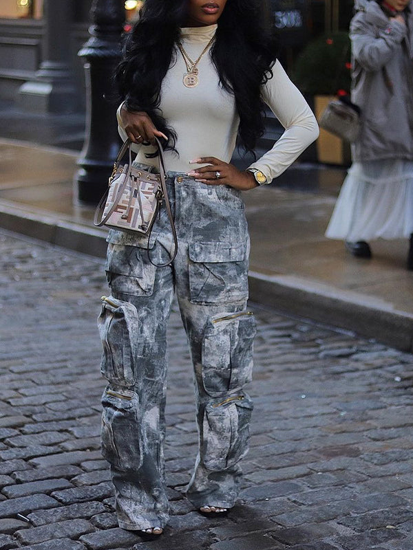 Printed Cargo Pants