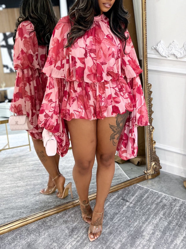Printed Ruched Top & Shorts Set
